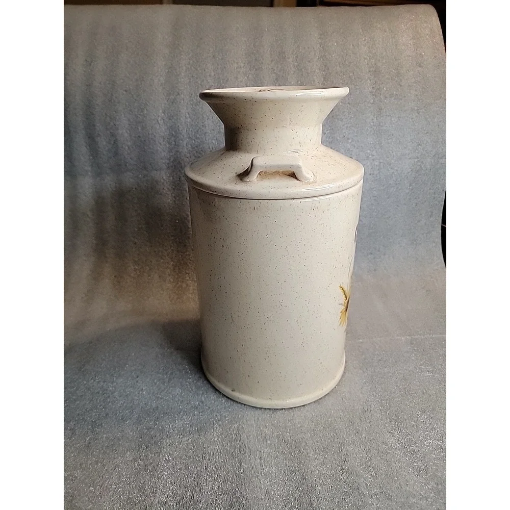 Ceramic Milk Can‎ Shape Cookie Jar With Flower Design & The Word Cookies